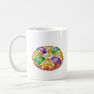 Mardi Gras King Cake med plastbarnsemaljkoppen Kaffemugg