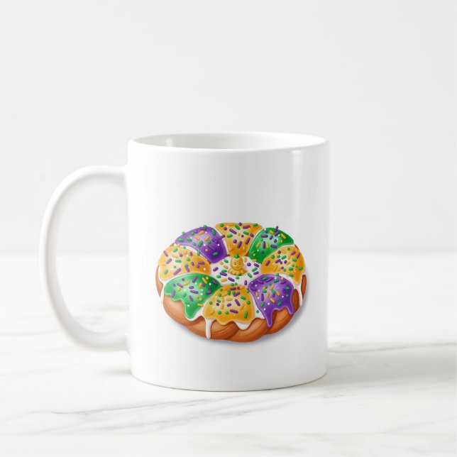 Mardi Gras King Cake with Plastic Baby Holiday Mug Kaffemugg (Vänster)