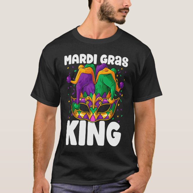 Mardi Gras King Costume Jester Outfit Kids Boy Men T Shirt (Framsida)