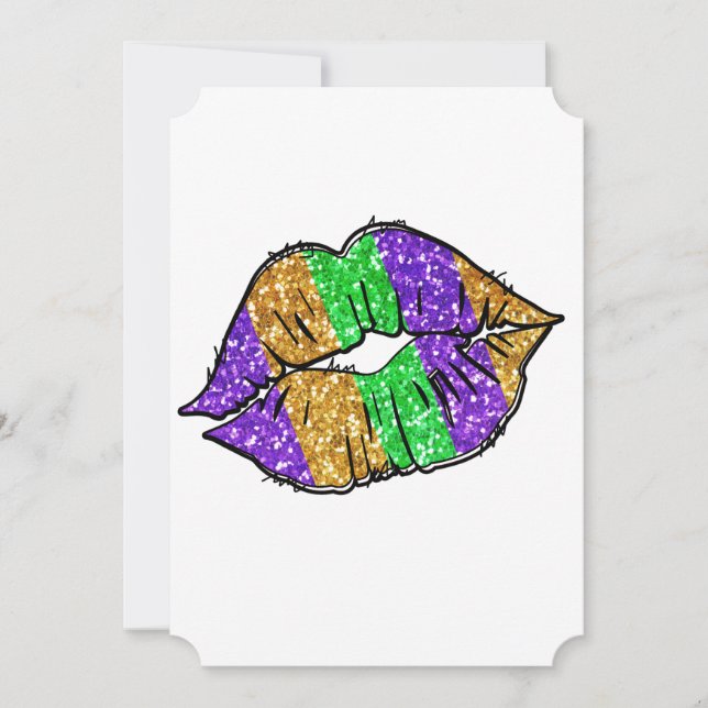 Mardi Gras Kiss Flat Greeting Card Inbjudningar (Framsida)