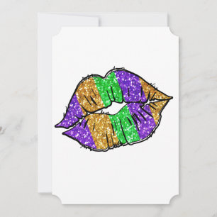 Mardi Gras Kiss Flat Greeting Card Inbjudningar