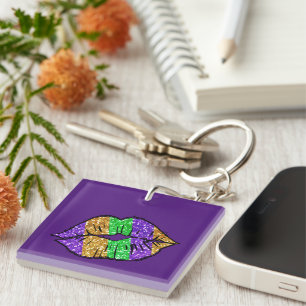 Mardi Gras Kiss Keychain