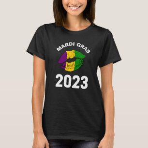 Mardi Gras Kiss Läppar Lip Tjock Tisdag Carnival T Shirt