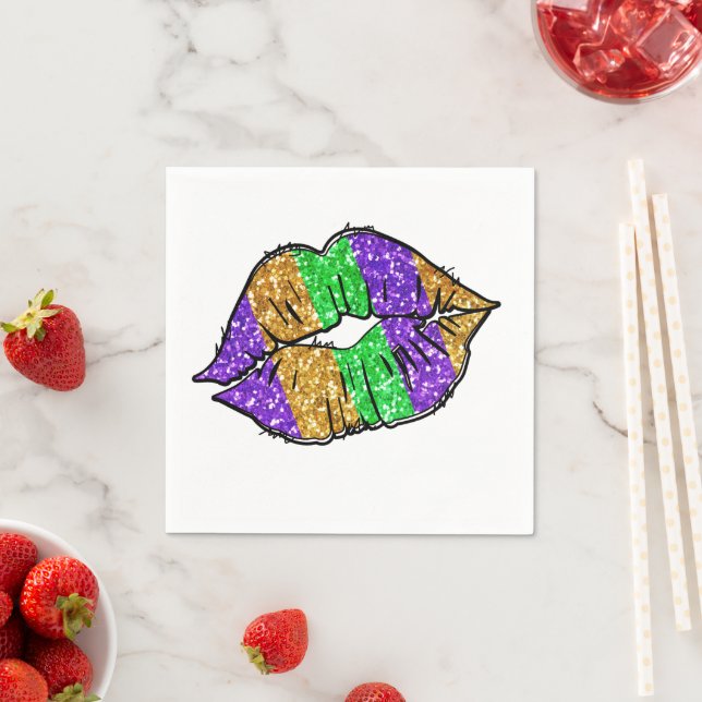 Mardi Gras Kiss Papper Napkins Pappersservett (Insitu)