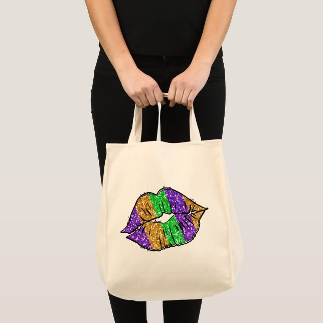 Mardi Gras Kiss Tote Bag Tygkasse (Framsida (produkt))