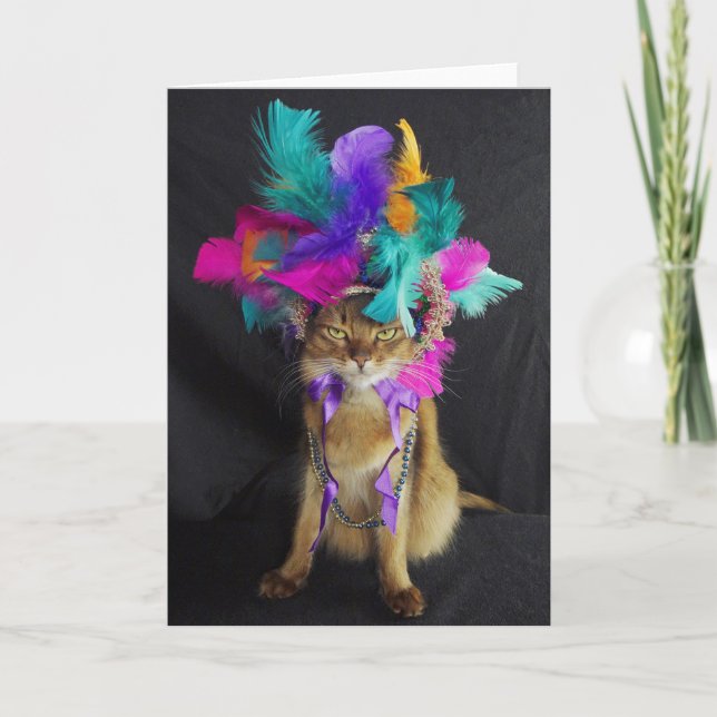 Mardi Gras Kitteh hälsningkort, inklusive kuvert Kort (Framsida)
