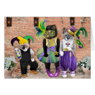 Mardi Gras Kittens Greeting Card Hälsningskort