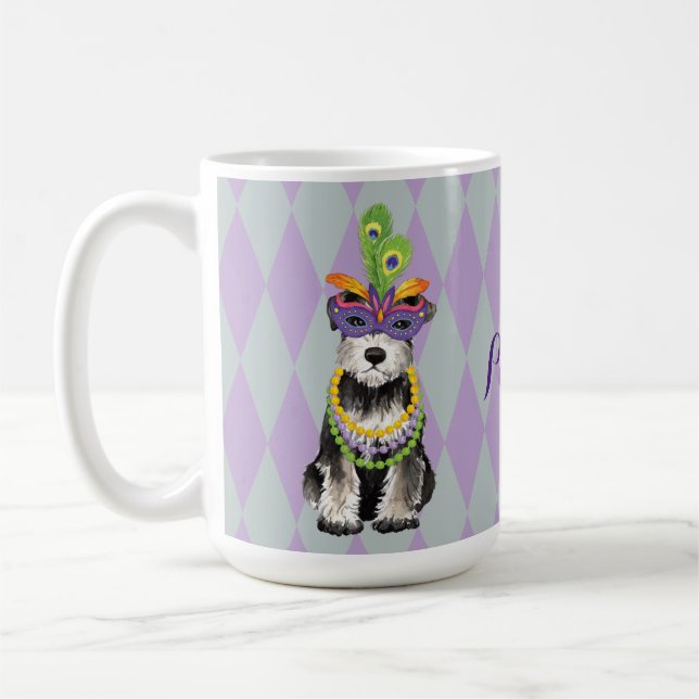 Mardi Gras kortkortSchnauzer Kaffemugg (Vänster)
