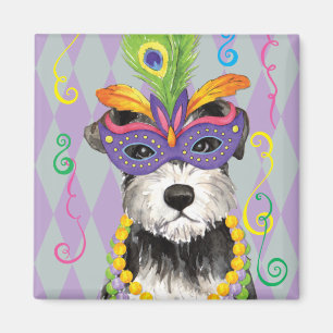 Mardi Gras kortkortSchnauzer Magnet