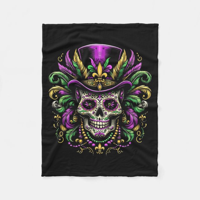 Mardi Gras-kostym Socker Skalle Illustration Fleecefilt (Framsidan)