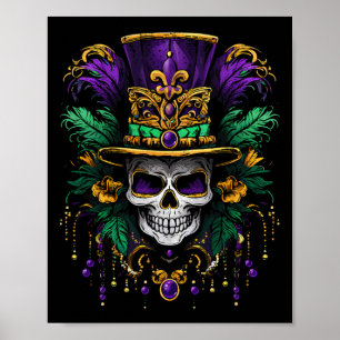 Mardi Gras-kostym Socker Skalle Karneval Fest Kläd Poster