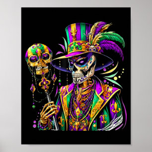 Mardi gras-kostym socker skalle karneval ny orlean poster