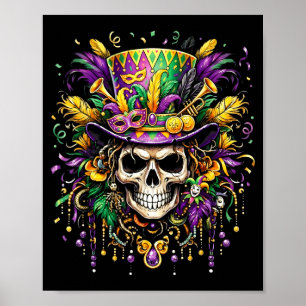 Mardi gras-kostym socker skalle karneval ny orlean poster
