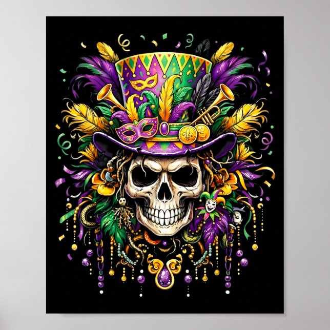 Mardi gras-kostym socker skalle karneval ny orlean poster (Framsidan)