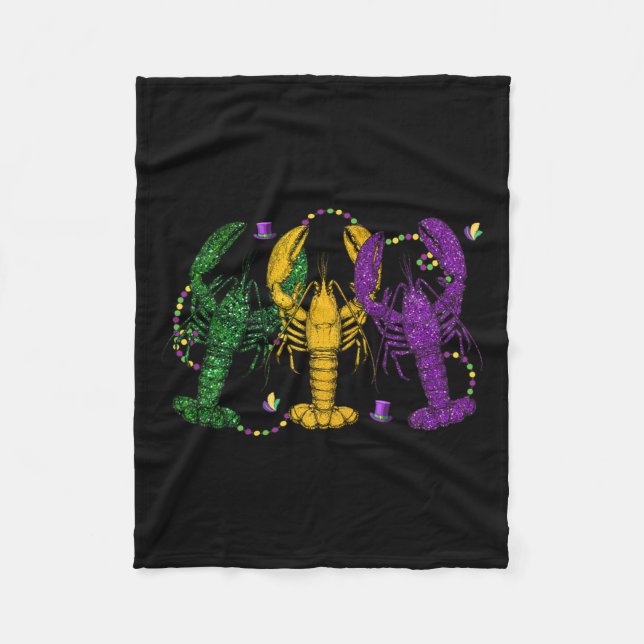 Mardi Gras Kräftor Funny Retro Parad Costume Adu Fleecefilt (Framsidan)