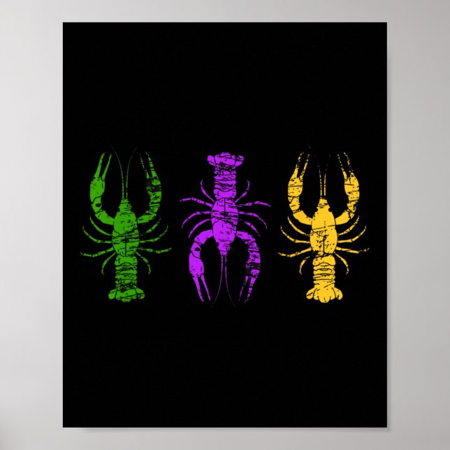 Mardi Gras Kräftor Jester Hat Bead Tee New Orlean Poster (Framsidan)