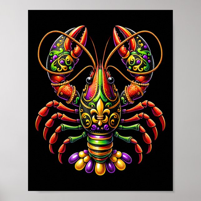 Mardi Gras Kräftor Pärlor New Orleans Carnival Par Poster (Framsidan)