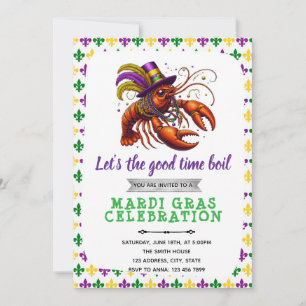 Mardi gras kräftor-partiinbjudan inbjudningar