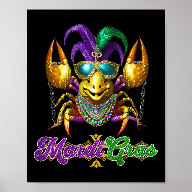 Mardi Gras Kräftor Party Costume Mask Feathers Poster (Framsidan)