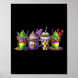 Mardi Gras Kräftor Tjock tisdag Mardi Coffee Älska Poster