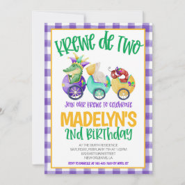 Mardi Gras Krewe Andra födelsedagsinbjudan Inbjudningar