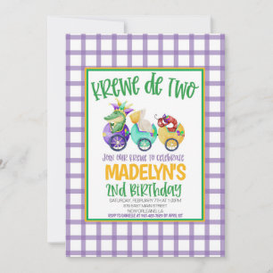 Mardi Gras Krewe Andra födelsedagsinbjudan Inbjudningar
