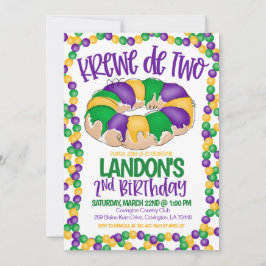 Mardi Gras Krewe Andra födelsedagsinbjudan Inbjudningar