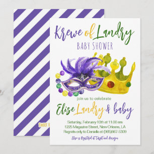 Mardi Gras Krewe Baby Shower-inbjudan Inbjudningar
