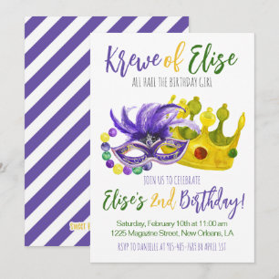 Mardi Gras Krewe Birthday-inbjudan Inbjudningar