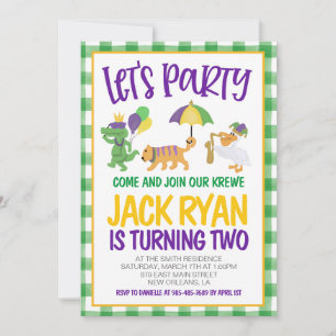 Mardi Gras Krewe Birthday-inbjudan Inbjudningar