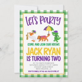 Mardi Gras Krewe Birthday-inbjudan Inbjudningar