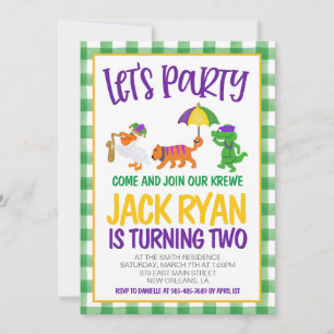 Mardi Gras Krewe Birthday-inbjudan Inbjudningar