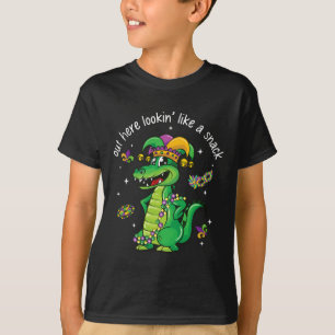 Mardi Gras-krokodil härute ser ut som ett mellanmå T Shirt