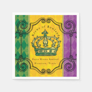 Mardi Gras Krona Anpassningsbar Family Namn Napkin Pappersservett