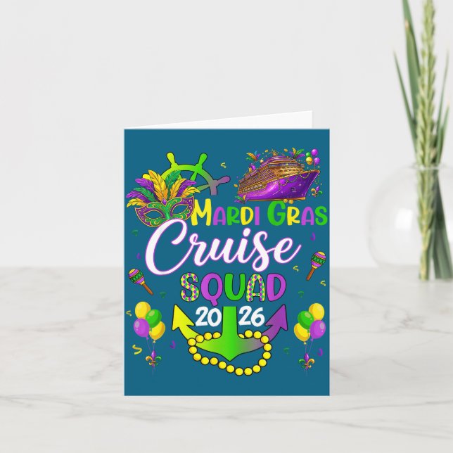 Mardi Gras-kryssningsfartyg Familjedesign Kort (Framsida)