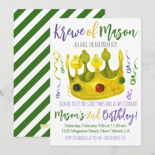 Mardi Gras Kung födelsedag Inbjudningar