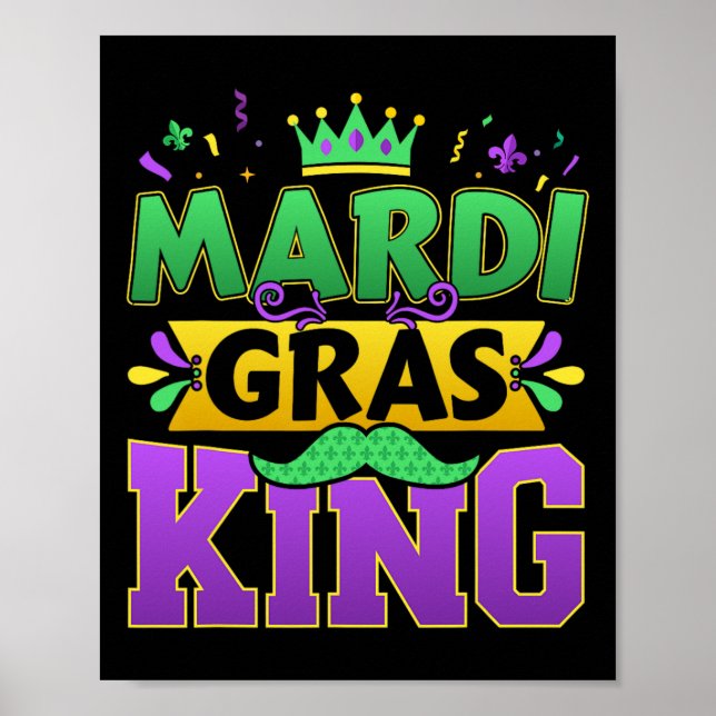 Mardi Gras Kung för New Orleans Carnival Costume Poster (Framsidan)