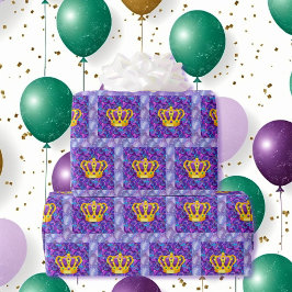 Mardi Gras Kung Krona Lila Carnival Presentpapper