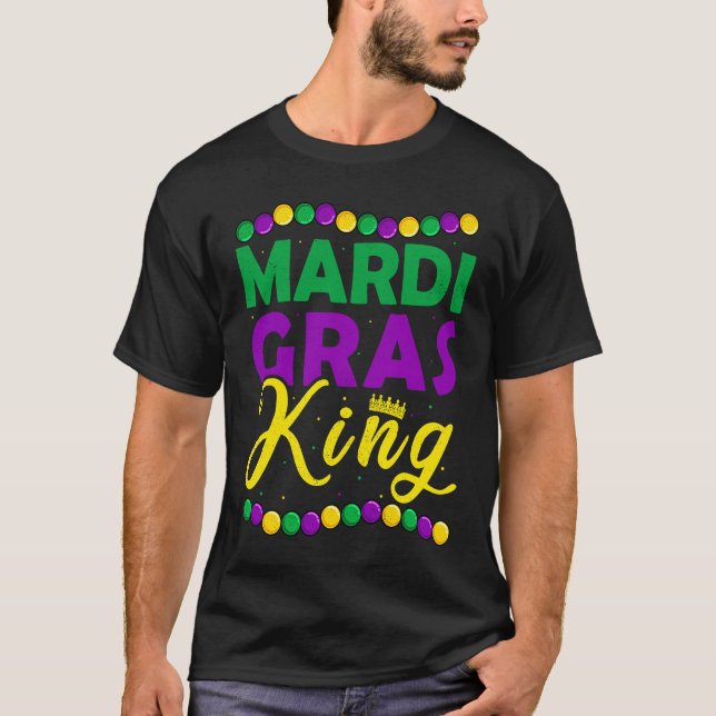 Mardi Gras Kung Pärlor & Krona Apparel Funny Manar T Shirt (Framsida)