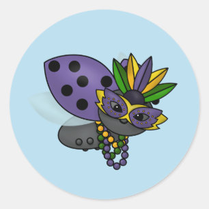 Mardi Gras Ladybug Runt Klistermärke