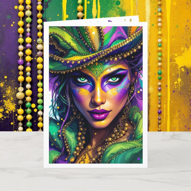 Mardi Gras lägg till din Namnteckning Hälsning Helgkort (Skapare uppladdad)