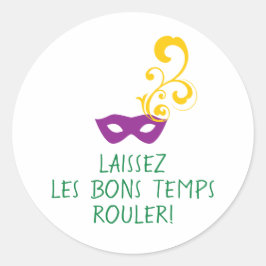 Mardi Gras Laissez Les Bon Temps Rouler, Mask Runt Klistermärke