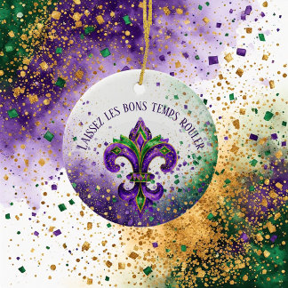 Mardi Gras Laissez Les Bons Temps Rouler Fleur Julgransprydnad Keramik