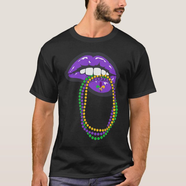Mardi Gras Läppar för Women Läppar Queen Carnival  T Shirt (Framsida)