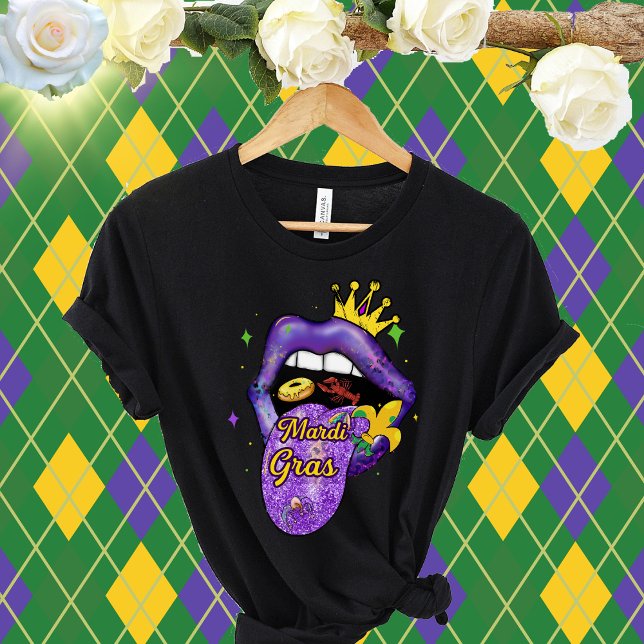 Mardi Gras Läppar-Mardi Gras Pärlor Tjock-Mardi Gr T Shirt (Skapare uppladdad)
