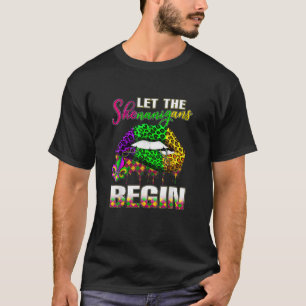 Mardi Gras Läppar Outfit Costume Women Let Shenani T Shirt