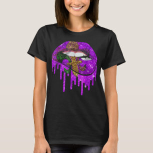 Mardi Gras Läppar Queen Carnival Costume Lila & Go T Shirt