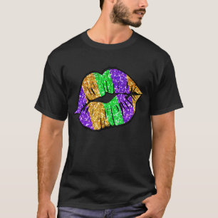 Mardi Gras Läppar Queen Carnival Costume Lila & Go T Shirt