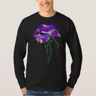 Mardi Gras Läppar Queen Carnival Costume Lila & Go T Shirt