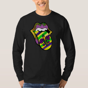 Mardi Gras Läppar Queen Carnival Costume Lila och T Shirt